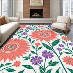 Coral Bloom Butterfly Botanical Design Rug