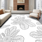 Botanical Outline Floral Pattern Rug