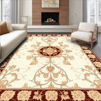 Cream Floral Vine With Maroon Border Rug