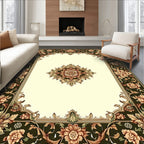 Intricate Floral Border Medallion Design Rug