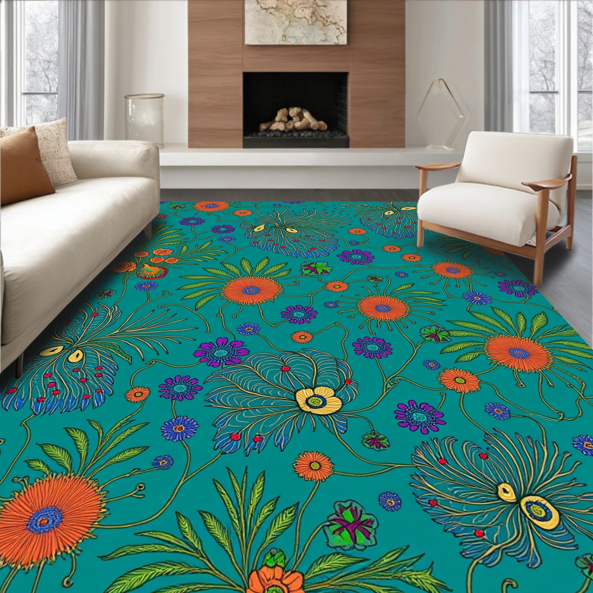 Vintage Floral Vine Pattern Rug