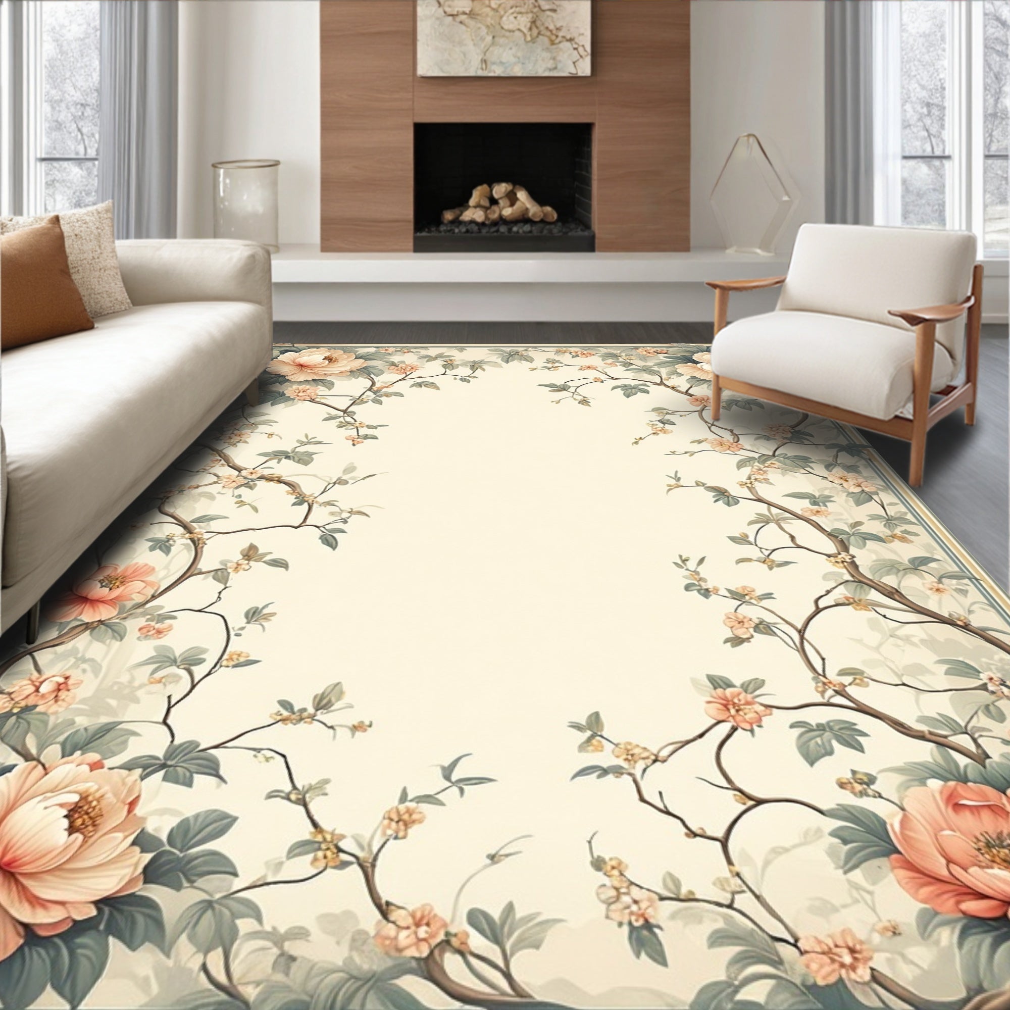 Floral Vine Art Nouveau Rug