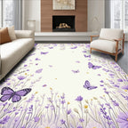 Lavender Floral Butterfly Garden Design Rug