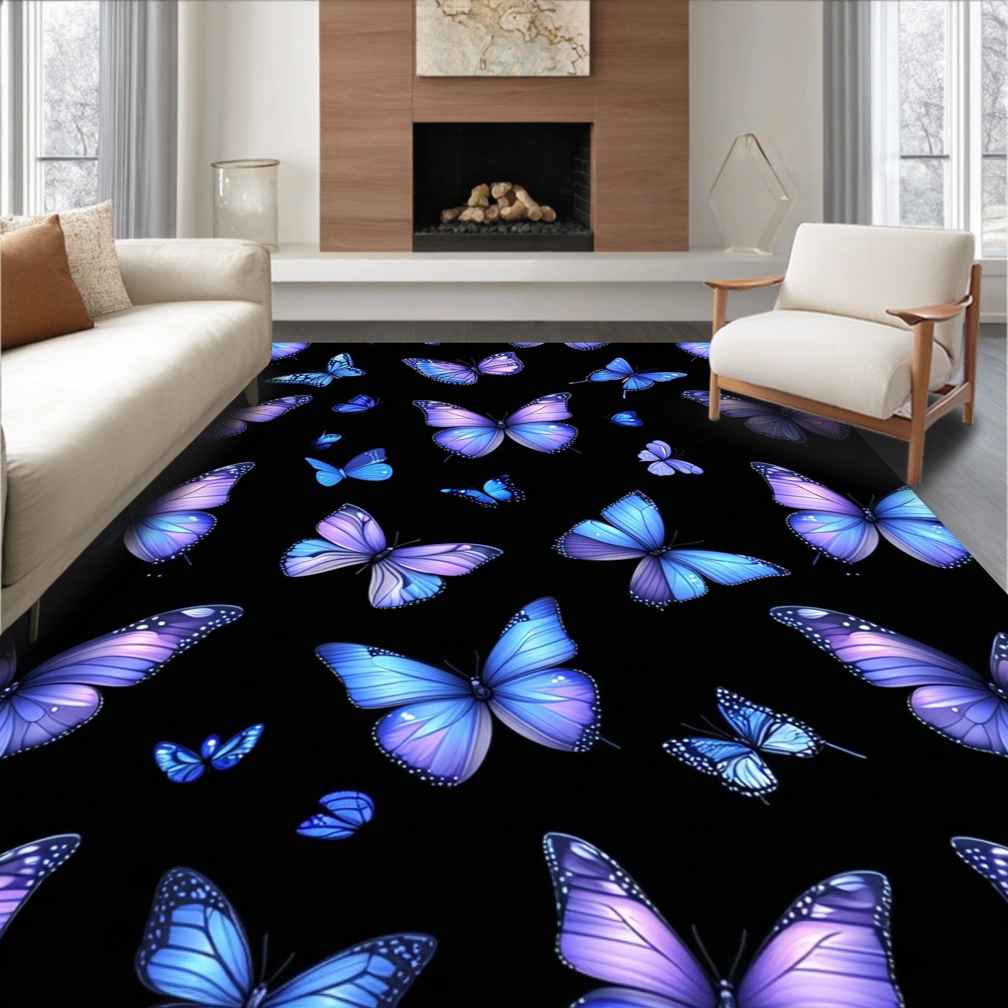 Enchanting Butterfly Pattern Design Rug