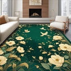 Elegant Floral Bird Garden Scene Rug