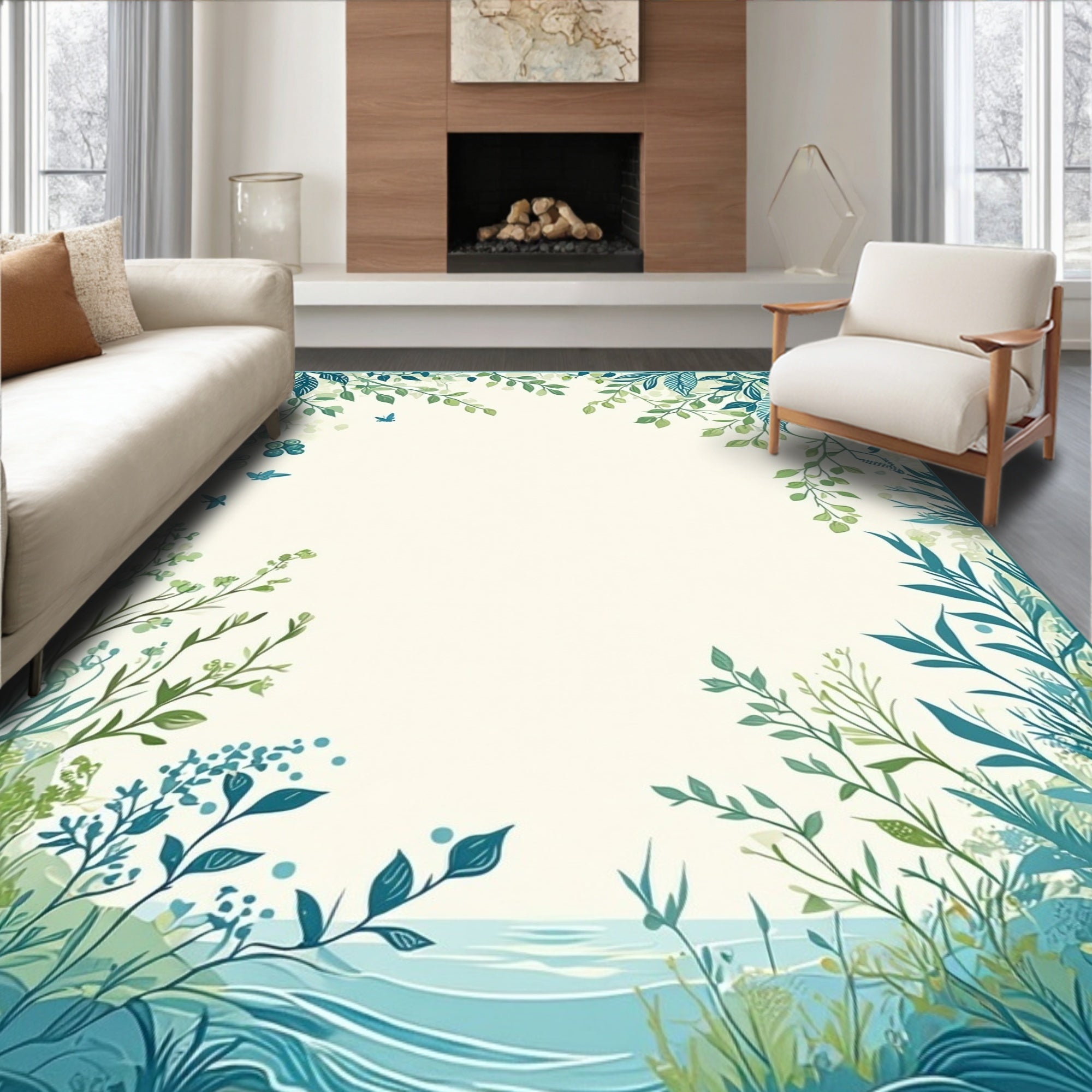 Serene Greenery Water Vista Rug