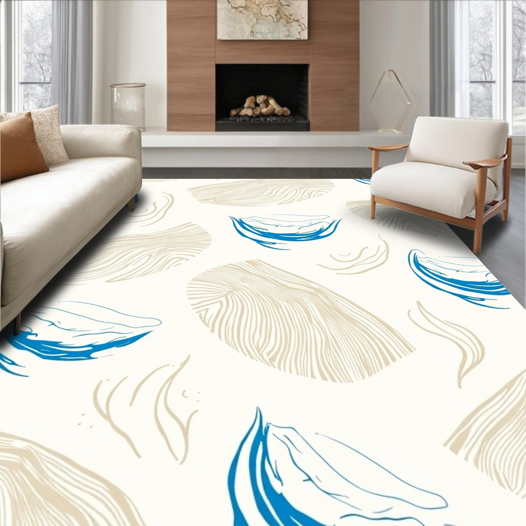 Abstract Wood Grain Blue Swirls Design Rug