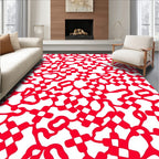 Bold Red Interlaced Cross Pattern Rug