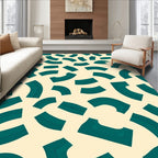 Teal Curved Segment Geometric Design Rug