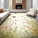 Whimsical Monarch Butterflies Garden Pattern Rug