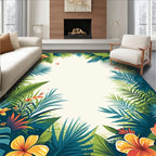 Lush Tropical Floral Leafy Pattern Rug