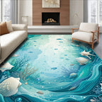 Oceanic Underwater Scene with Fish Rug