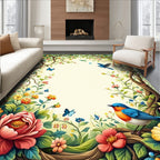 Whimsical Garden Birds and Butterflies Rug