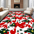 Festive Red Green Starry Tree Medley Rug