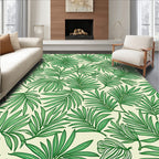 Green Tropical Leaf Pattern Rug