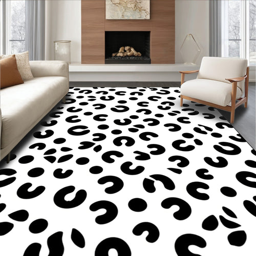 Abstract C Shaped Dots Pattern Rug