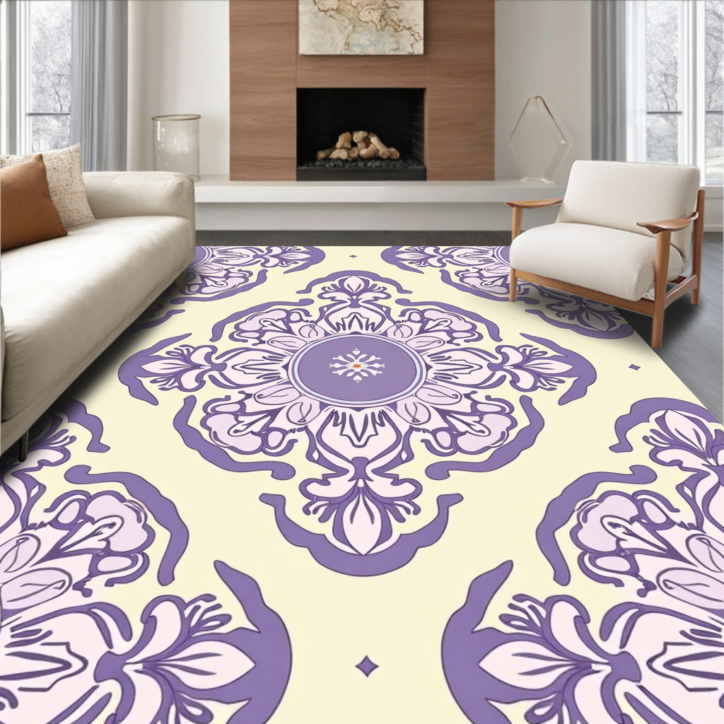 Lavender Floral Mandala Pattern Rug