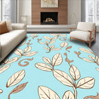 Botanical Leaf Swirl Pattern Design Rug