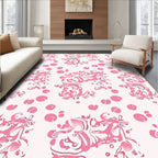 Abstract Pink Swirl Floral Pattern Rug