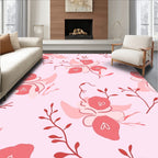 Whimsical Pink Floral Pattern Rug