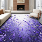 Purple Lavender Butterfly Garden Design Rug
