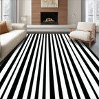 Bold Black White Stripe Pattern Rug