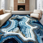 Blue Crystal Layers Abstract Design Rug