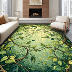 Enchanted Forest Vines Leaves Pattern Rug