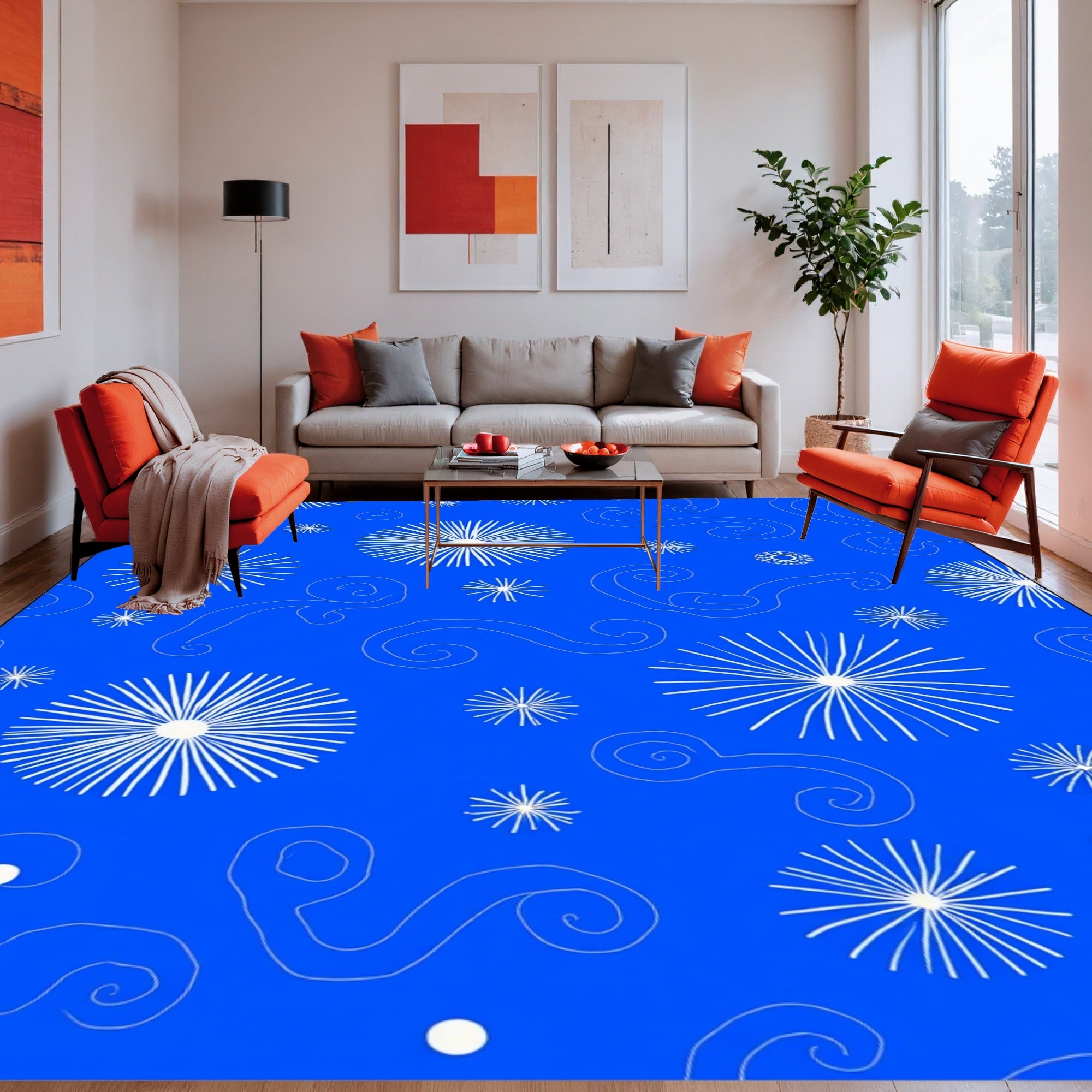 Whimsical Starburst Swirls Design Rug