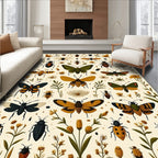 Insects Flowers Whimsical Pattern Rug