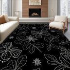 White Butterfly Floral Sketch Design Rug