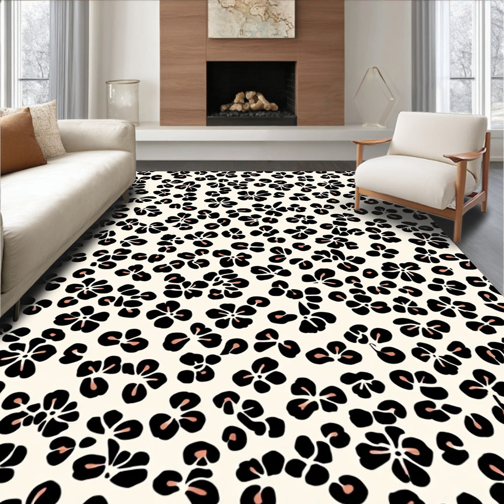 Classic Floral Leopard Print Rug