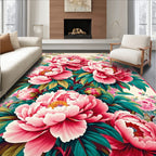 Floral Pattern With Rich Pink Peonies Rug