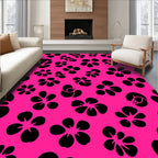 Bold Black Floral Design Rug