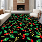 Black Crimson Holly Berry Foliage Rug