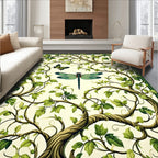 Elegant Garden Vines Dragonfly Butterfly Rug