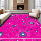 Bright Pink Starburst Geometric Connections Rug