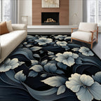Monochromatic Floral Stylized Pattern Rug