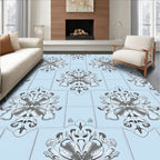 Light Blue Intricate Floral Tile Design Rug