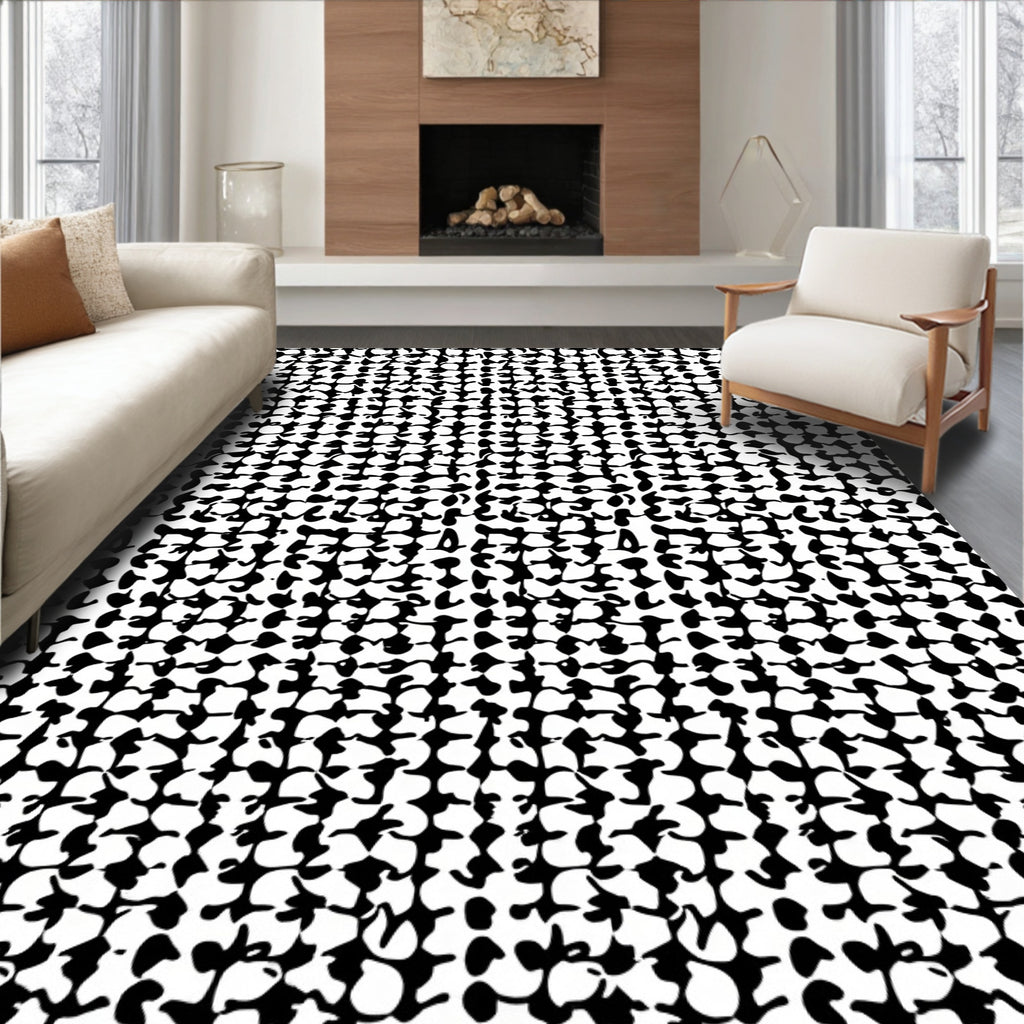 Abstract Black White Texture Pattern Rug