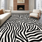 Bold Black White Zebra Stripe Design Rug