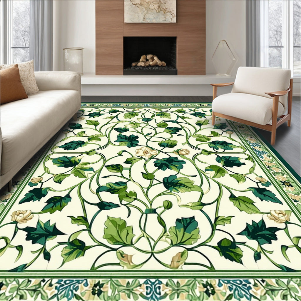 Vines And Flowers Patterned Rug
