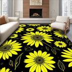 Bold Yellow Sunflower Patterned Design Rug