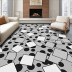 Tangled Squares and Circles Contemporary Design Rug
