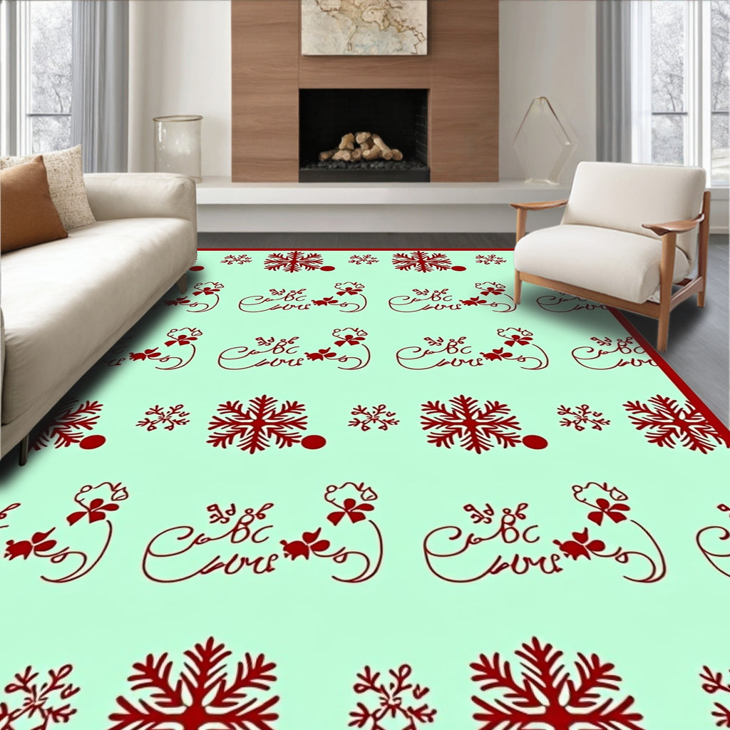 Crimson Snowflake Repeating Figure Rug