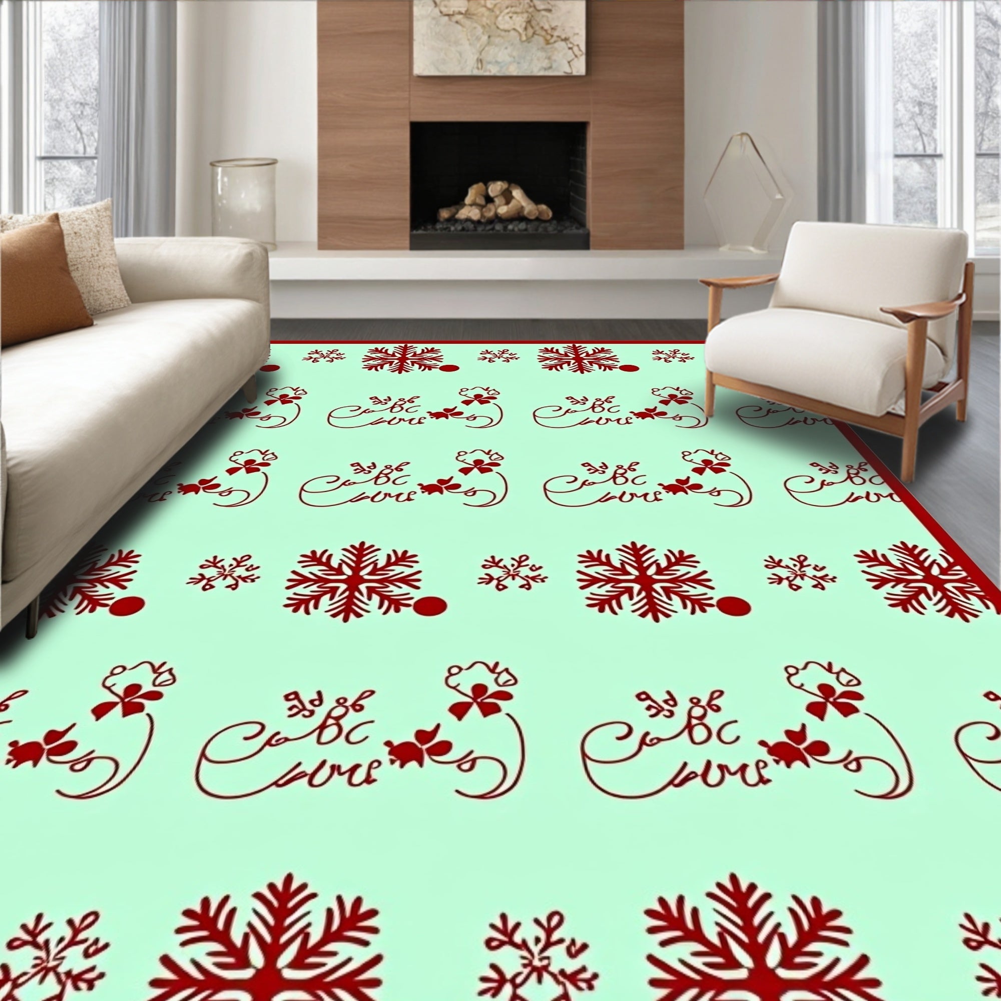 Crimson Snowflake Repeating Figure Rug