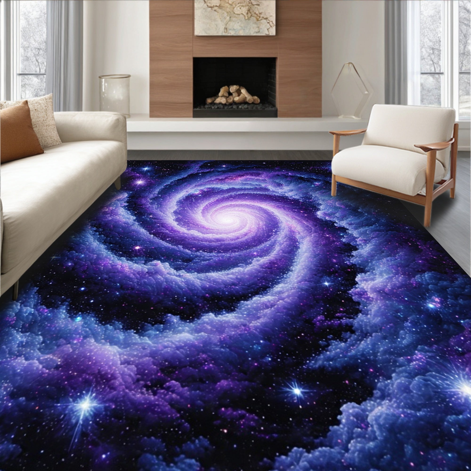 Cosmic Swirl Nebula Pattern Rug