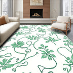 Vine Leaf Pattern With Green Accents Rug