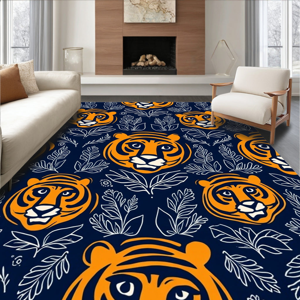 Bold Tiger Floral Pattern Rug