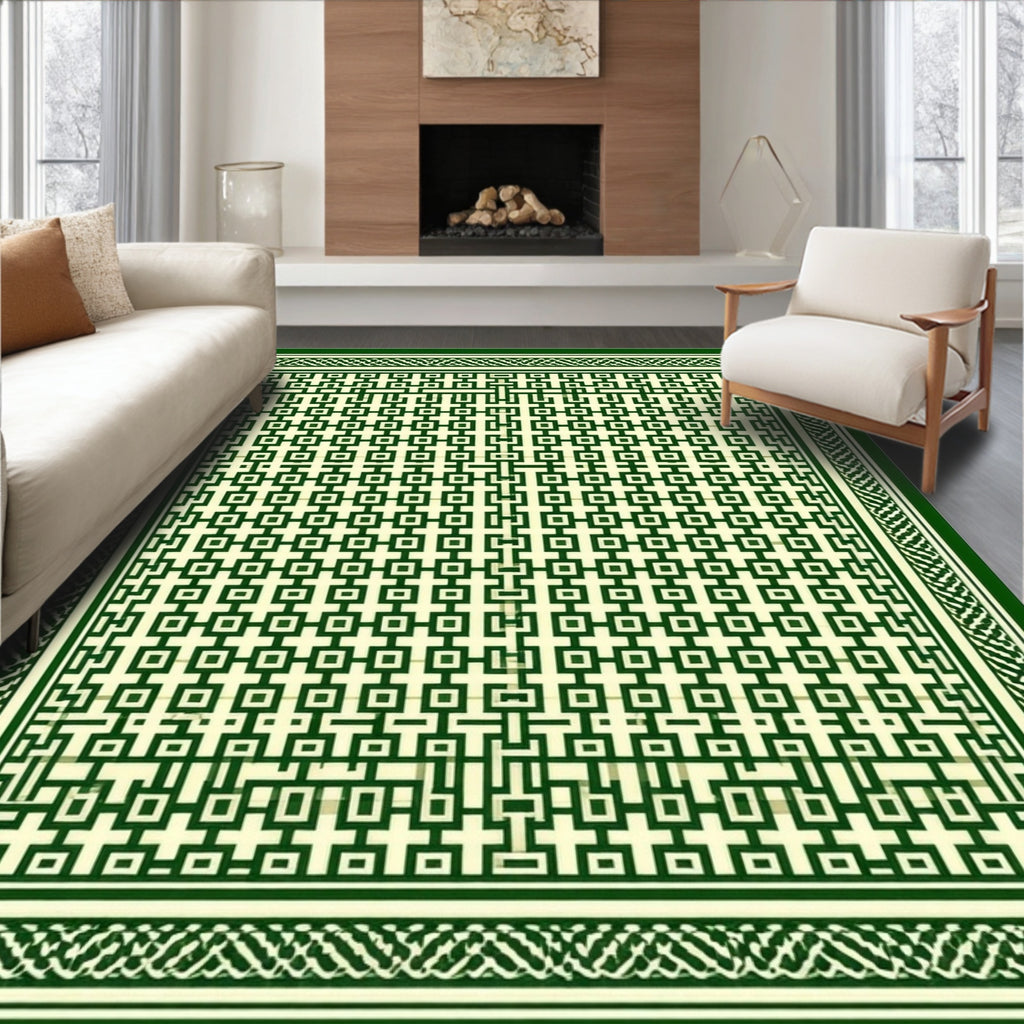 Geometric Maze Pattern Decorative Rug